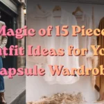 This Pinterest pin, titled "The Magic of 15 Pieces 30 Outfit Ideas for Your Capsule Wardrobe.webp", features a stylish woman in a blazer and jeans alongside a view of a minimalist closet. This image highlights how to create 30 unique outfits from just 15 foundational items, making it an essential guide for building a versatile Capsule Wardrobe in women's fashion. It demonstrates the power of intentional curation to achieve effortless, stylish looks with fewer pieces.