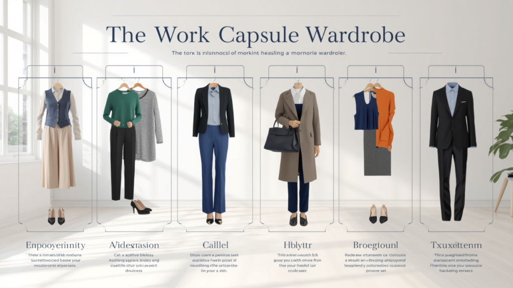 Pinterest infographic graphic titled "10 Japandi Outfit Formulas" displaying a vertical grid of minimalist outfit combinations for a women's fashion Capsule Wardrobe. Includes clean flat-lay pairings of linen shirts, tailored trench coats, navy long cardigans, wide-leg trousers, and leather loafers or slides. Ideal visual guide for Japandi fashion inspiration, minimalist layering formulas, neutral earth-tone styling, and building a versatile, timeless closet collection.